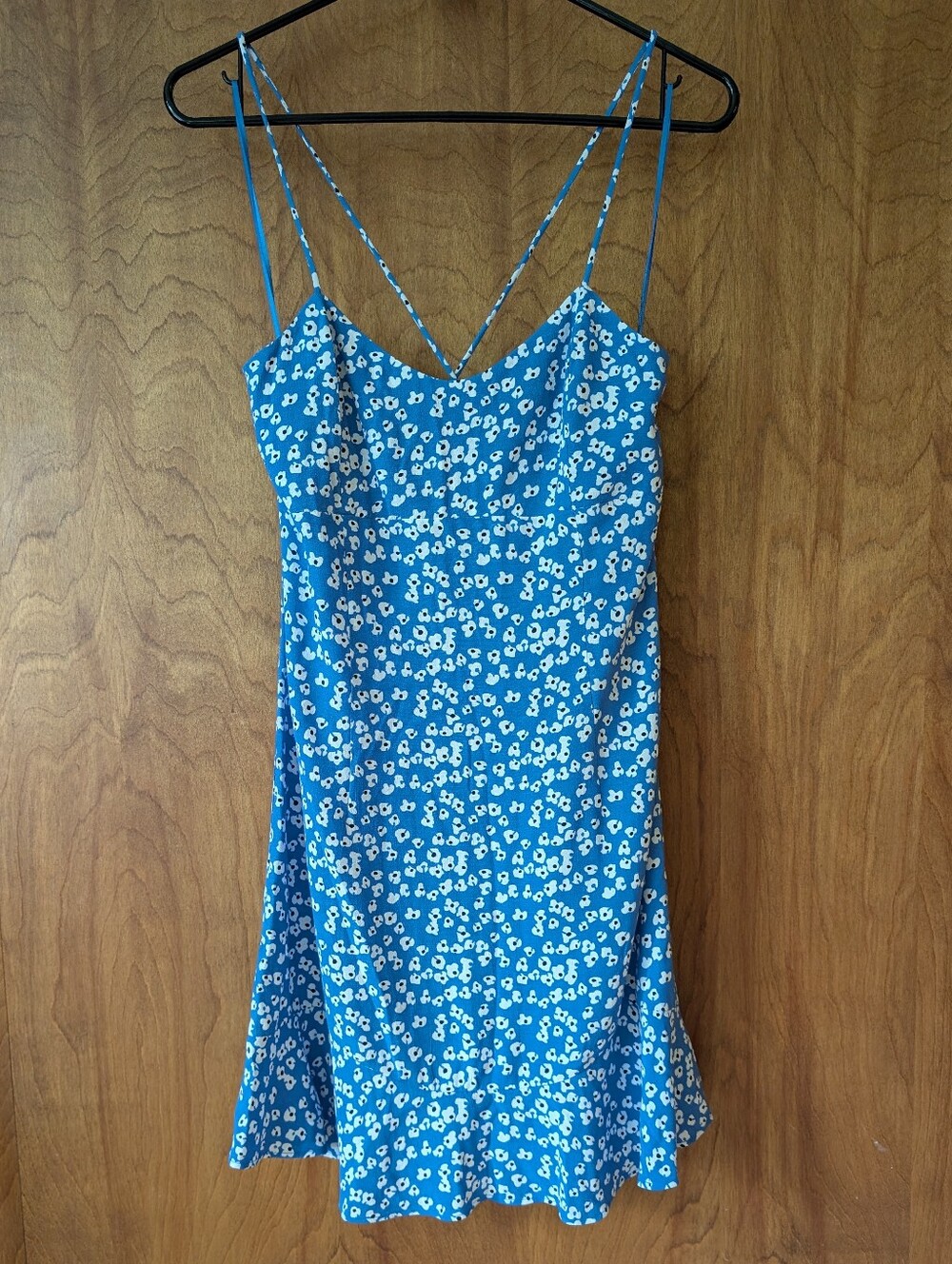 Zara Blue Floral Mini Dress with White Daisies
